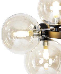 Inteligentné závesné svietidlo čierne s jantárovým sklom 12-svetiel Vrátane 12 WiFi G9 - David