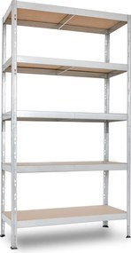 Bezskrutkový kovový regál RIVET BUDGET, 180x120x40 cm, 5x HDF polica, zinok