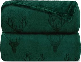Vianočná deka NOBLE Deer 150x200 cm - tmavo zelená