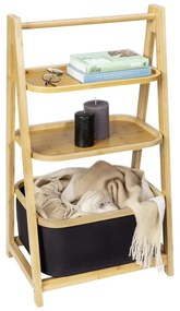 Čierny/prírodný bambusový kúpeľňový regál 44x80 cm Ecori - Wenko