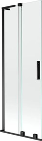 Mexen Velar L, 2-krídlová posuvná vaňová zástena 75 x 150 cm, 8mm číre sklo, čierna matná, 896-075-003-01-70