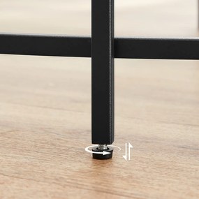 Okrúhly konferenčný stolík, sklenený stolík s kovovým rámom, čierny