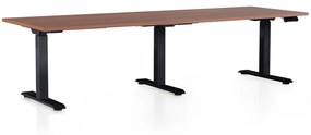 Výškovo nastaviteľný stôl OfficeTech Long, 240 x 80 cm, čierna podnož, orech