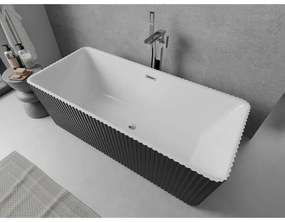 Mexen Nila, voľne stojaca ryhovaná vaňa 170 x 75 cm, biela-čierna, chrómový prepad, 52841708075-01