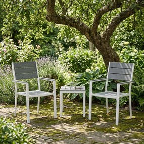 MultiGarden Sada 2 záhradných stoličiek - oceľ HDPE sivá biela MultiGarden