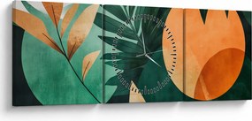 Obraz - Geometrické prírodné motívy (s hodinami) (90x30 cm)