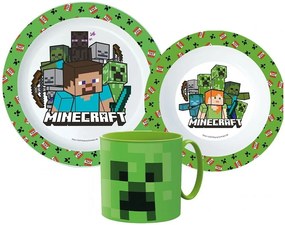 Sada plastového riadu Minecraft s hrnčekom - 3 dielna súprava