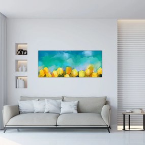 Obraz žltých tulipánov (120x50 cm)