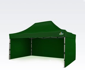 BRIMO Nožnicový párty stan EXCLUSIVE ALU 3x4,5 m s 3 stenami zelený