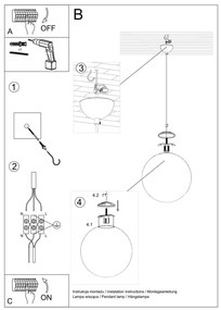 Závesné svietidlo Ugo, 1x biele sklenené tienidlo, (fi 30 cm), ch