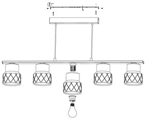 Eglo 39855 - Luster na lanku HILCOTT 5xE27/40W/230V