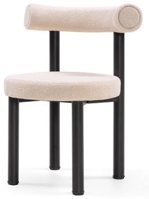 Jídelní židle PEDRO bouclé světle béžová/černá