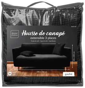 Čierny 3-miestny napínací poťah na pohovku Sacha – douceur d'intérieur