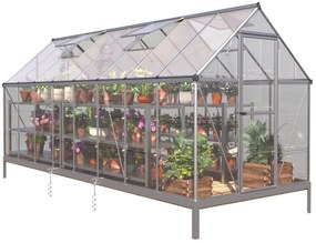Skleník so základňou BestBerg SH-9 / 9 m² / 480 x 182 x 208 cm / strieborná