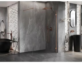 Mexen Lunar sprchová stena pravá 130 x 200 cm, 8mm číre sklo, medená matná, 830-130-000-65-00-P