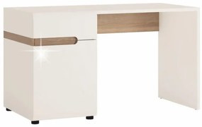 PC stolík Lynatet 80 - biela / biely vysoký lesk / dub sonoma truflový