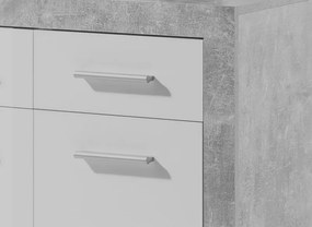 Komoda Stone 82 cm, betón/biela