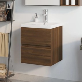 Umývadlová skrinka so vstavaným umývadlom hnedý dub spr. drevo