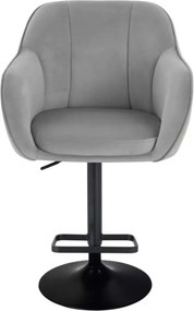LuxuryForm DESIGN Barová stolička AVOLA VELUR na čiernom tanieri - svetlo šedá