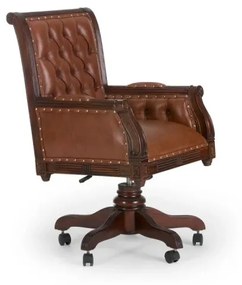 furniture-nabytek.cz - Kancelárske kreslo Cambridge z masívneho mahagónu, lakované, hnedé – pravá koža