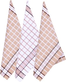 Kuchynské utierky Bistro Beige Mix Dark 50 × 70 cm – 3 ks