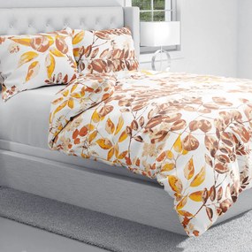 Biante Bavlnené posteľné obliečky Sandra SA-530 Hnedý eukalyptus na bielom Jednolôžko 140x200 a 70x90 cm