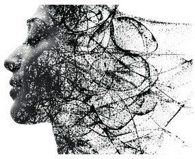 Tapeta žena s abstraktnými prvkami