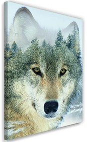 Obraz na plátně Vlk na pozadí lesní přírody - 70x100 cm