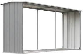 vidaXL Záhradná kôlňa na drevo galvanizovaná oceľ 330x92x153 cm sivá