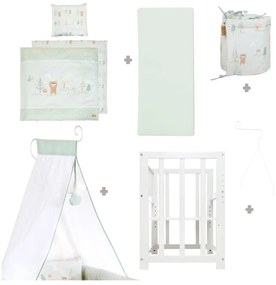 Biela kolíska s nastaviteľnou výškou/prístavná 90x45 cm Woodland Buddies – Roba