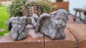 Bronzovo - hnědý antik květináč Anděl s křídly - 21*16*10 cm