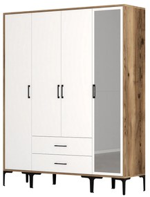 Šatníková skriňa Kiara STR (orech + biela). Akcia -18%. Vlastná spoľahlivá doprava až k Vám domov. 1088457