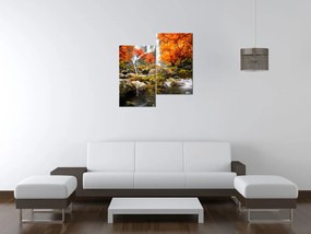 Gario Obraz s hodinami Jesenný vodopád - 2 dielny Rozmery: 60 x 60 cm