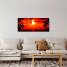 Obraz - západ slnka s lietadlom (120x50 cm)
