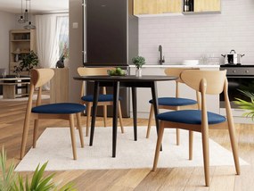 Okrúhly stôl Vidariko FI 100 so 6 stoličkami ST80 01, Dostupné poťahy: Magic Velvet 2216, farebné prevedenie stola v dreve: Čierna, farebné prevedenie stoličky v dreve: Prírodná
