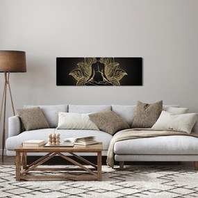 Obraz siluety v lotusovom kvete (s hodinami) (90x30 cm)