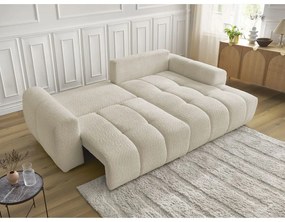 Béžová rozkladacia/s úložným priestorom rohová pohovka z textílie buklé (pravý roh/s leňoškou) Roxelane – Bobochic Paris