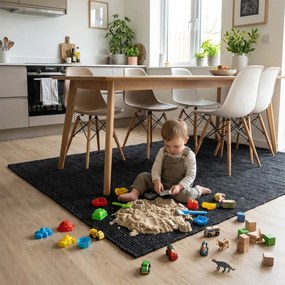 Hanse Home, Kusový koberec Bouclé Jute 105976 Black, 60x90, čierna, chodba / predsieň