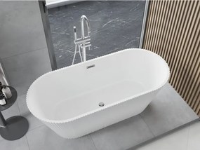 Mexen Yara, voľne stojaca ryhovaná vaňa 170 x 75 cm, biela lesklá, chrómový prepad, 52861707500-01