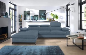 Rohová sedacia súprava Scala, denimovo modrá látka, ľavý roh