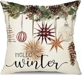 Vianočná obliečka na vankúš BOHO WINTER 45x45 cm, krémová