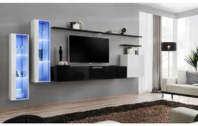 Obývacia stena Switch Sklo +LED XI Biely/čierna