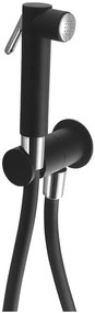 Sapho, Nástenný ventil s ručnou bidetovou sprškou a bezpečnostnou poistkou, guľatý, čierna matná, SG107NE