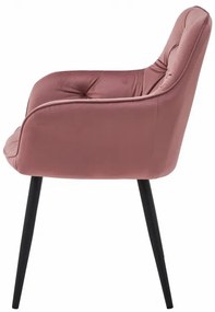 Set dvoch jedálenských stoličiek JORK zamatové, ružové (čierne nohy) 2 ks