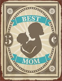 Nástenná kovová ceduľa Best Mom - 25*1*33 cm