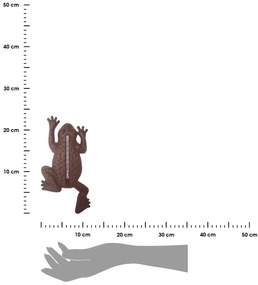 Nástenný teplomer Frog, 23,5x12 cm, liatina, hnedá