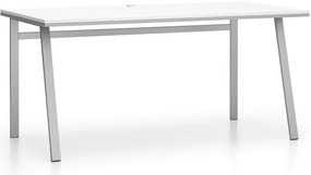 Kancelársky písací stôl SINGLE LAYERS bez prepážok, biela/sivá