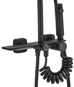 Rea Helix, nástenný sprchový set s termostatickou batériou a bidetovou spŕškou, čierna matná, REA-P6618