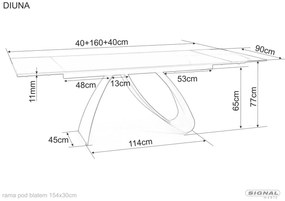 Signal DIUNA stôl jedálenský 160(240)X90, čierna/čierna