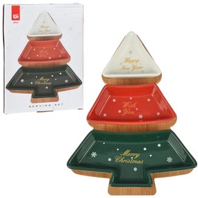 Porcelánová servírovacia miska Christmas Tree 27x20 cm sada 3ks